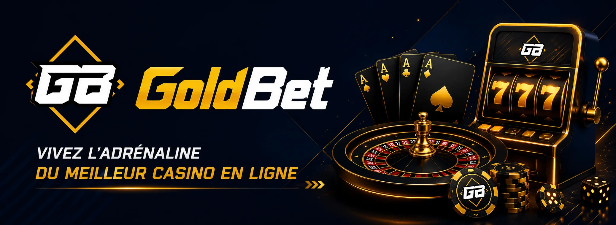 Bannière GoldBet casino avec l'offre 100 tours gratuits sans dépôt